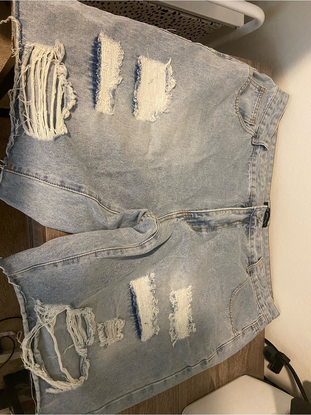 Light Wash Distressed Women’s Denim Shorts
